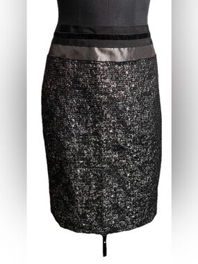 Jones New York Classic Black Tweed Pencil Skirt